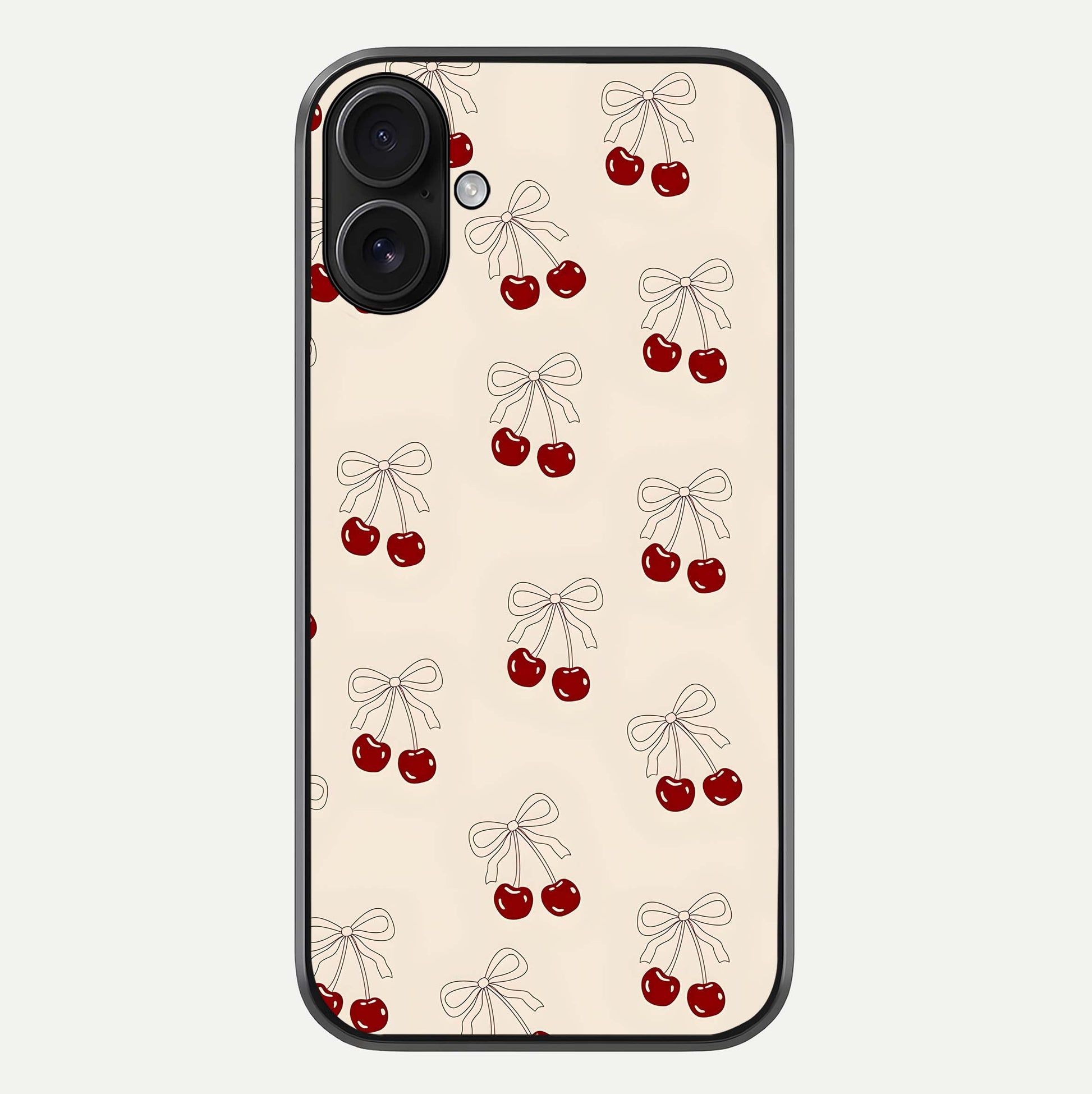 Cute Cherry Pattern Glass Case For iPhone 16 by Custom World