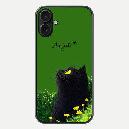 Emerald Cat Custom Name Glass Case For iPhone 16 by Custom World