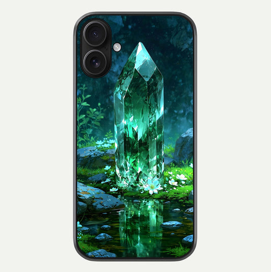 Emerald Light Crystal Glass Case For iPhone 16 by Custom World