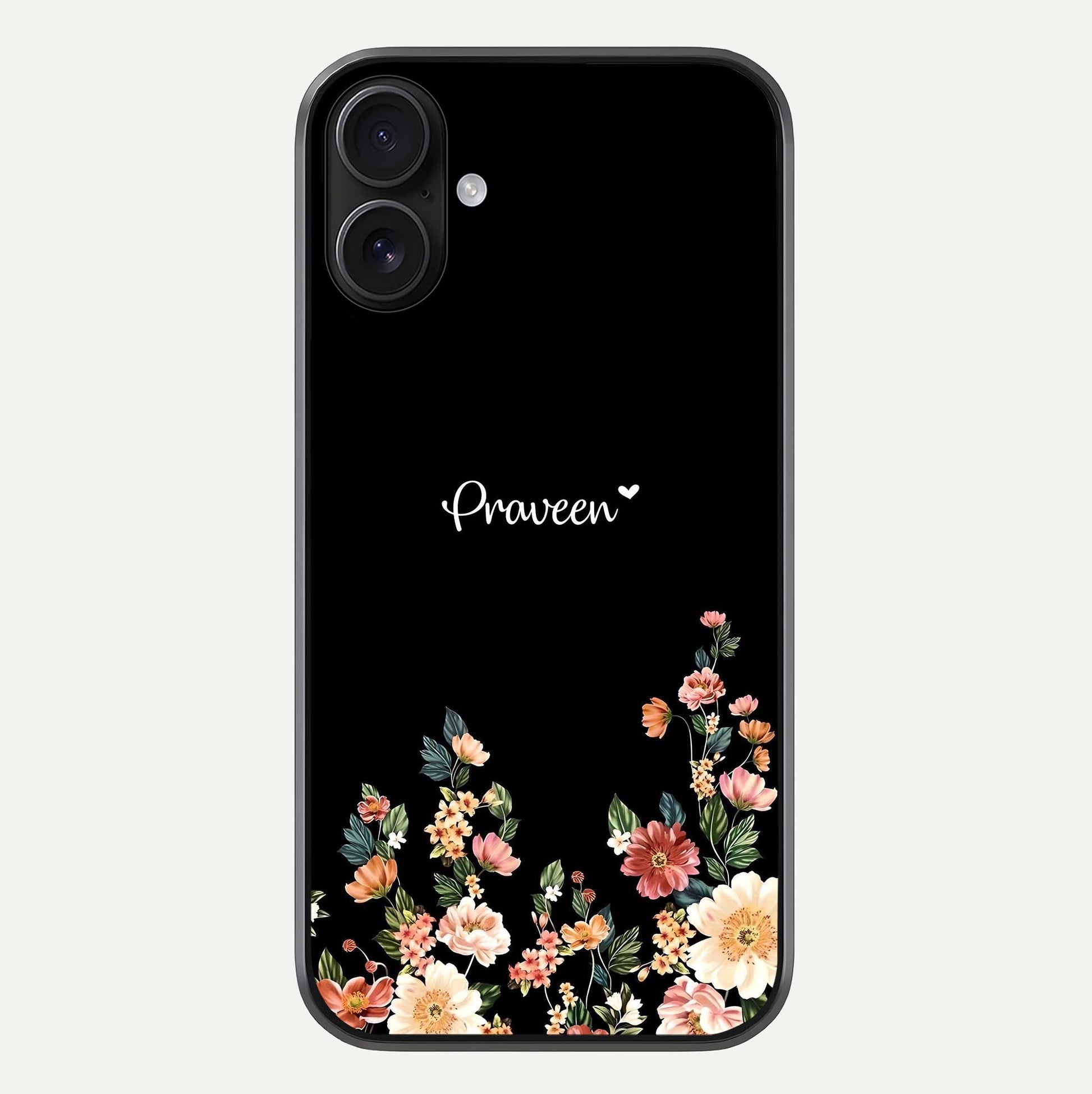 Floral Design Personalized Custom Name Glass Case For iPhone 16 by Custom World