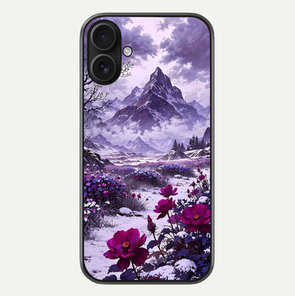 Flower Mountain View Glass Case For iPhone 16 by Custom World