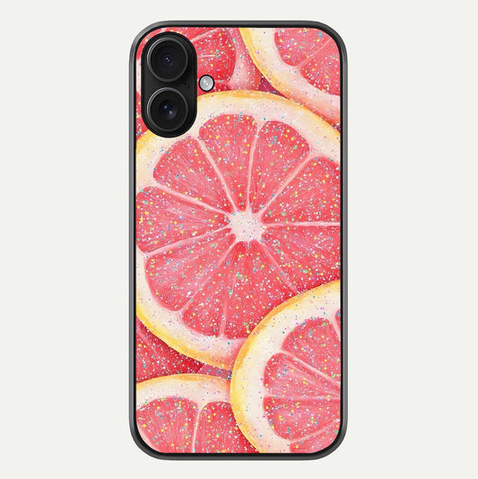 Glitter Grapefruit Glass Case For iPhone 16 by Custom World