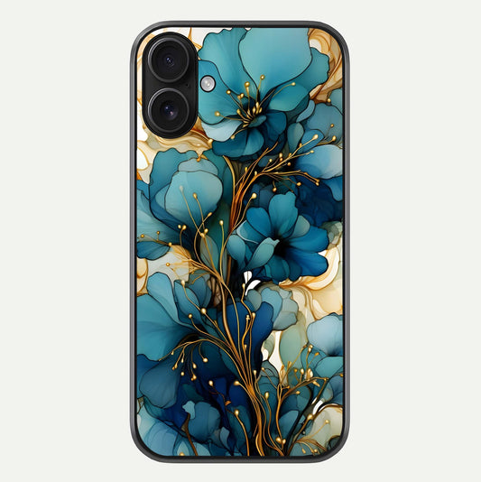Golden Bloom Symphony Glass Case For iPhone 16 by Custom World