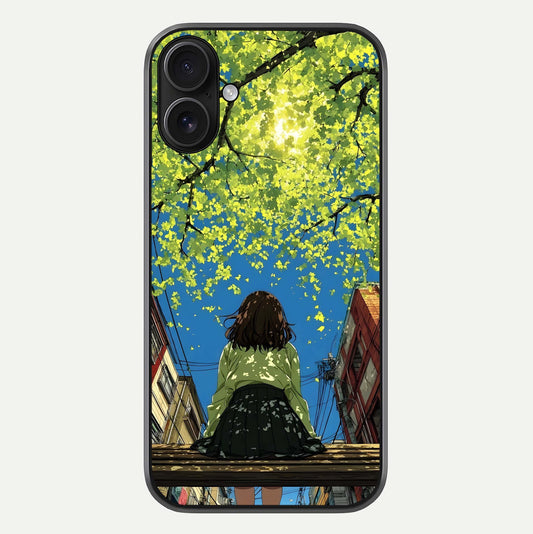 Golden Leaves Glow Glass Case For iPhone 16 by Custom World