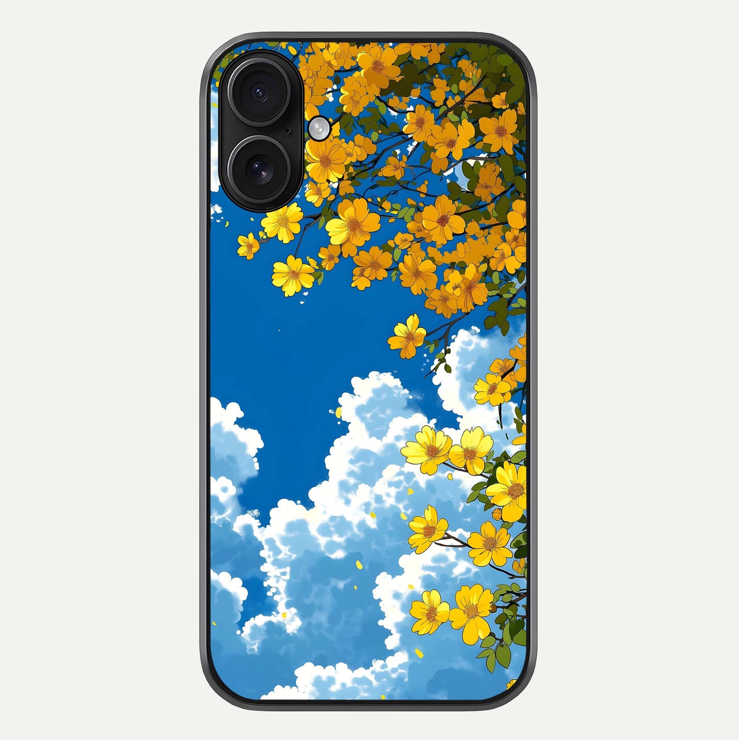Golden Petal Sky Glass Case For iPhone 16 by Custom World