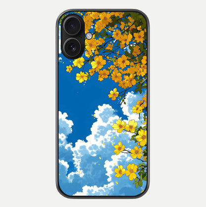 Golden Petal Sky Glass Case For iPhone 16 by Custom World