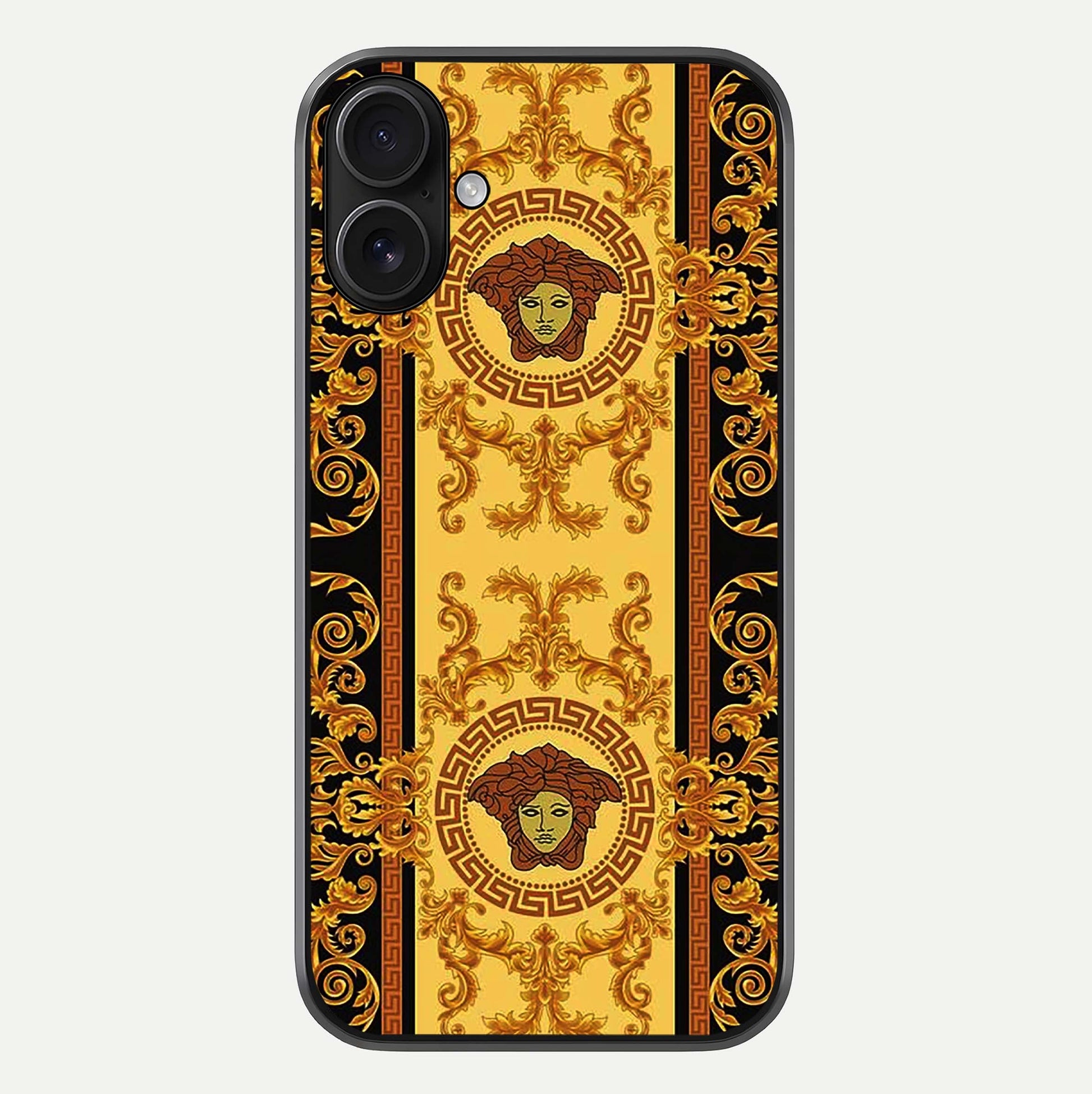Golden Royal Heritage Glass Case For iPhone 16 by Custom World