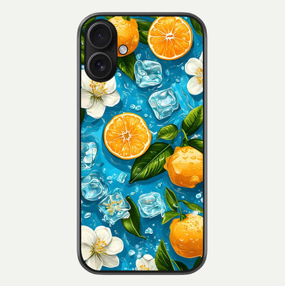 Ice Cube With Orange Glass Case For iPhone 16 by Custom World