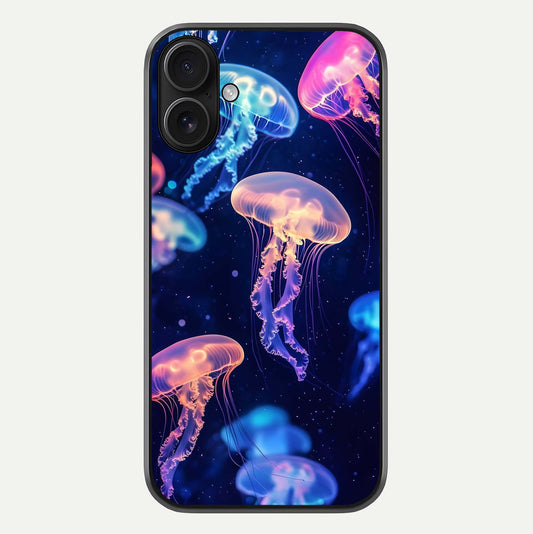 Jellyfish Pattern Glass Case For iPhone 16 by Custom World