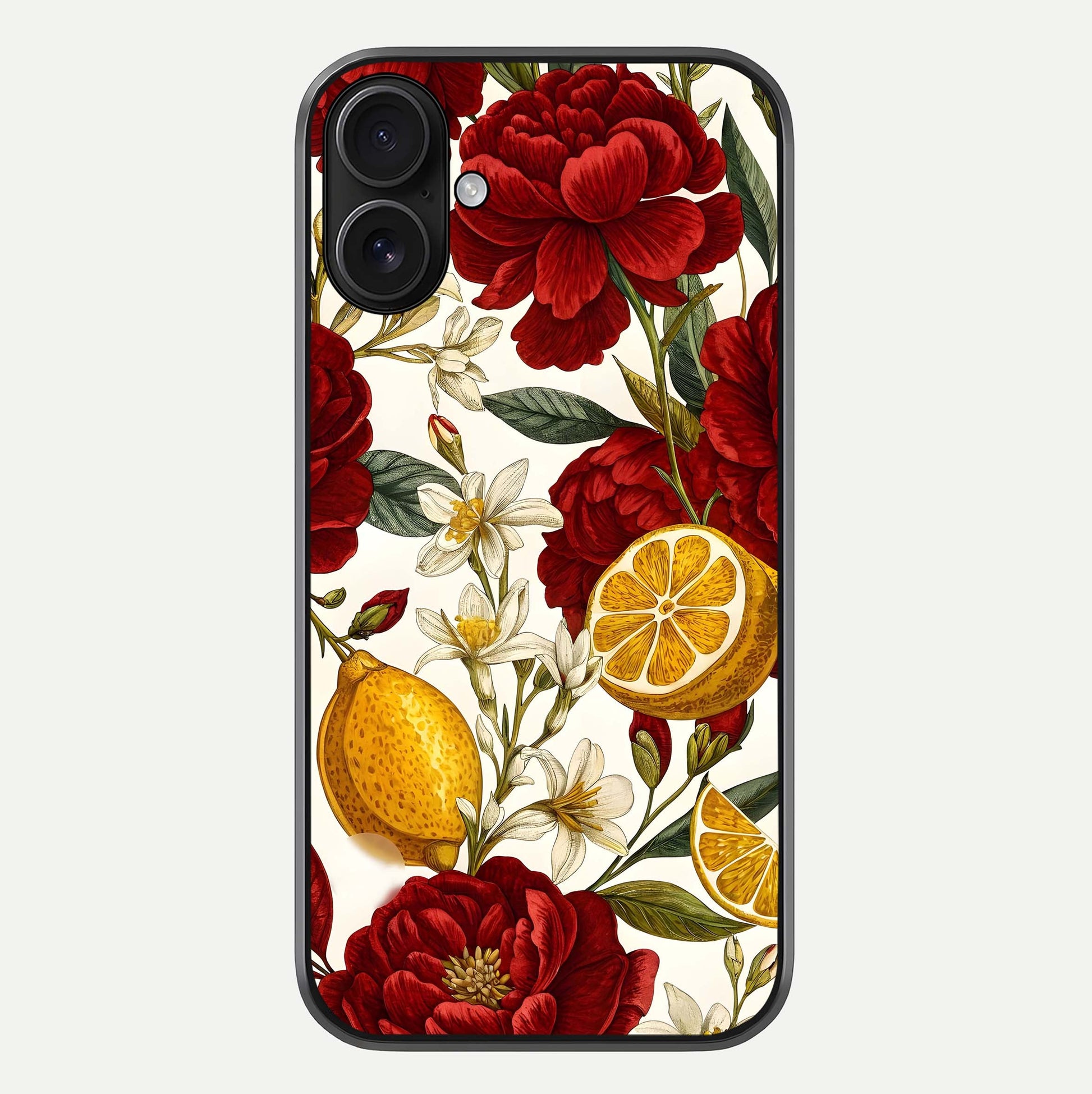 Lemon Rose Charm Glass Case For iPhone 16 by Custom World