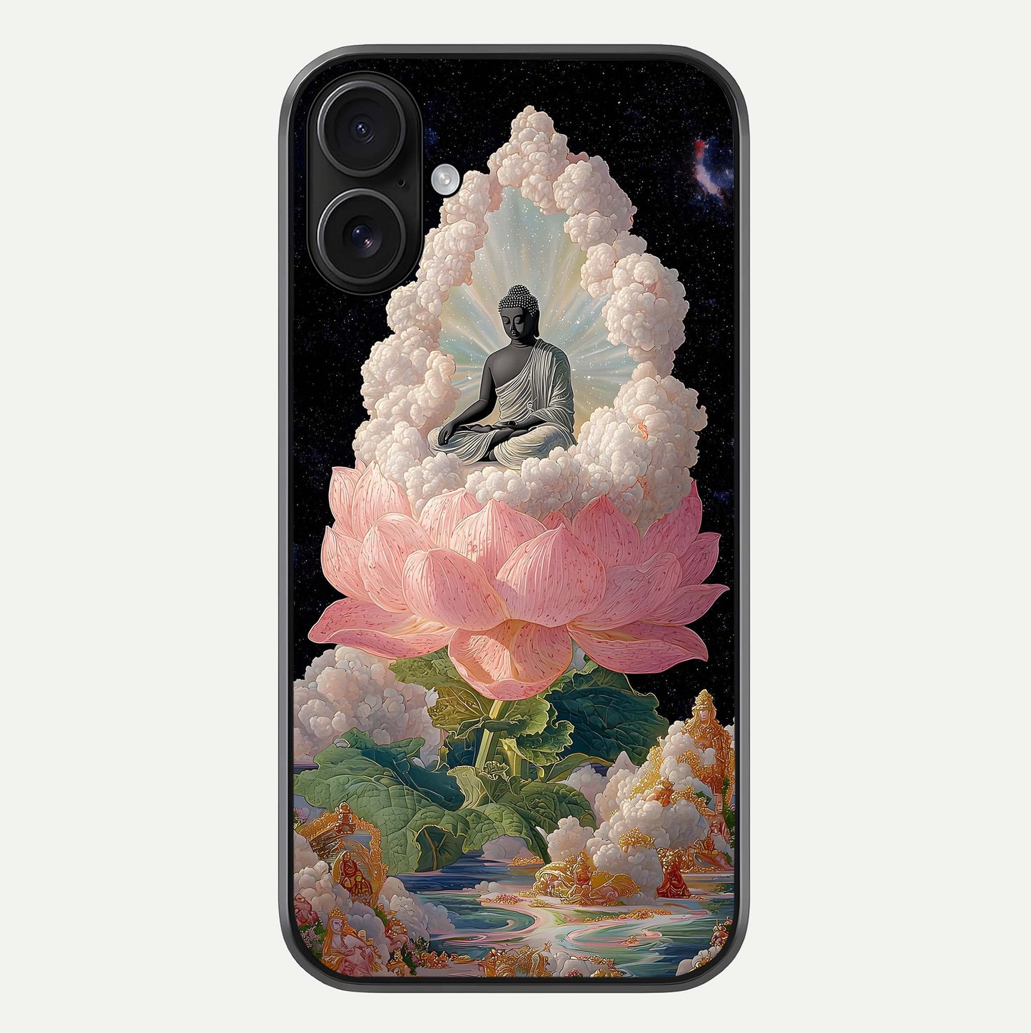 Lotus Divine Peace Glass Case For iPhone 16 by Custom World