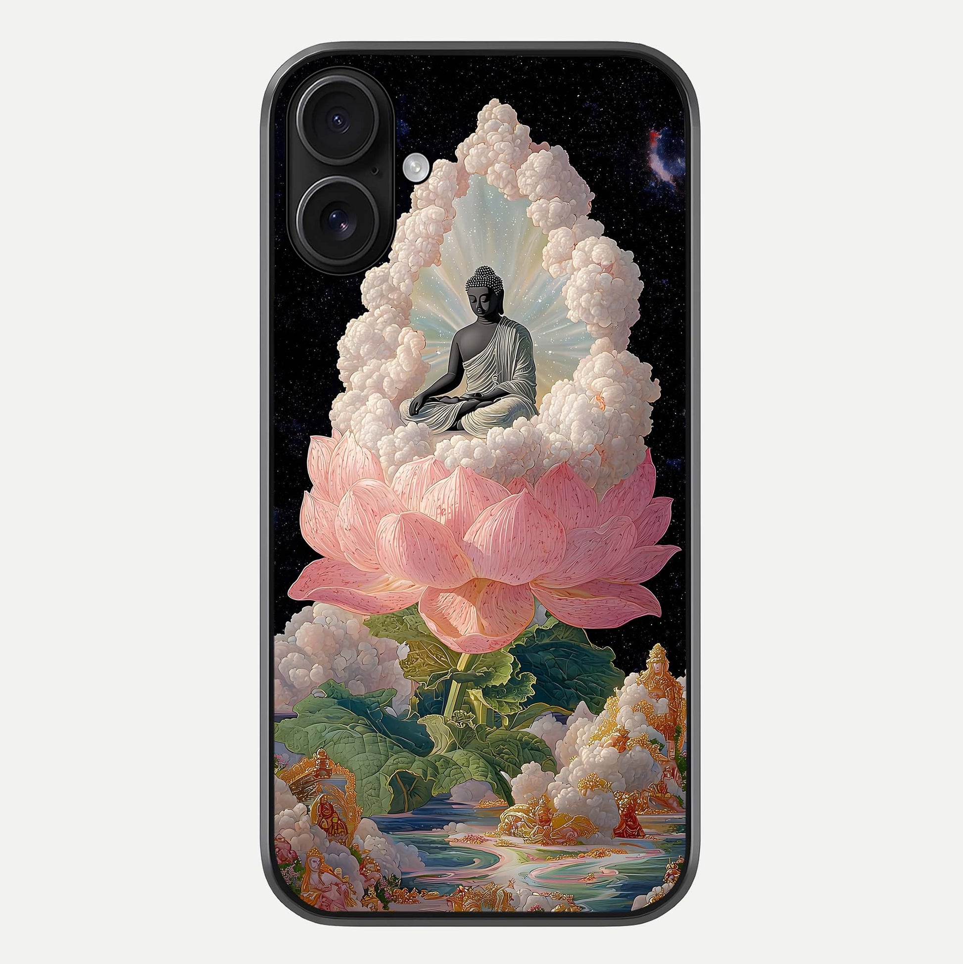 Lotus Divine Peace Glass Case For iPhone 16 by Custom World