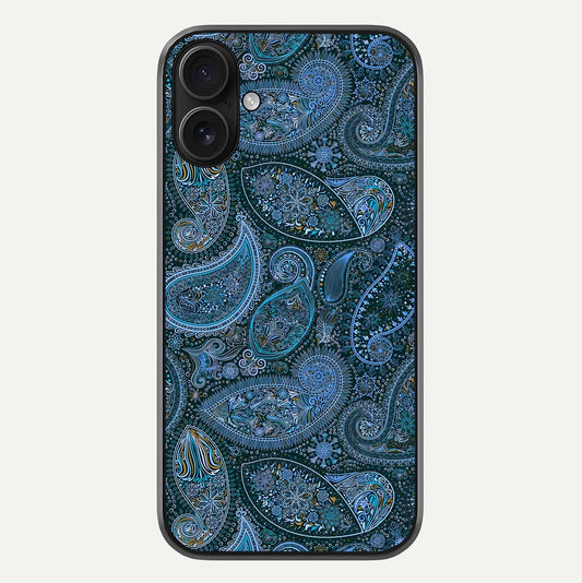 Midnight Paisley Glow Glass Case For iPhone 16 by Custom World