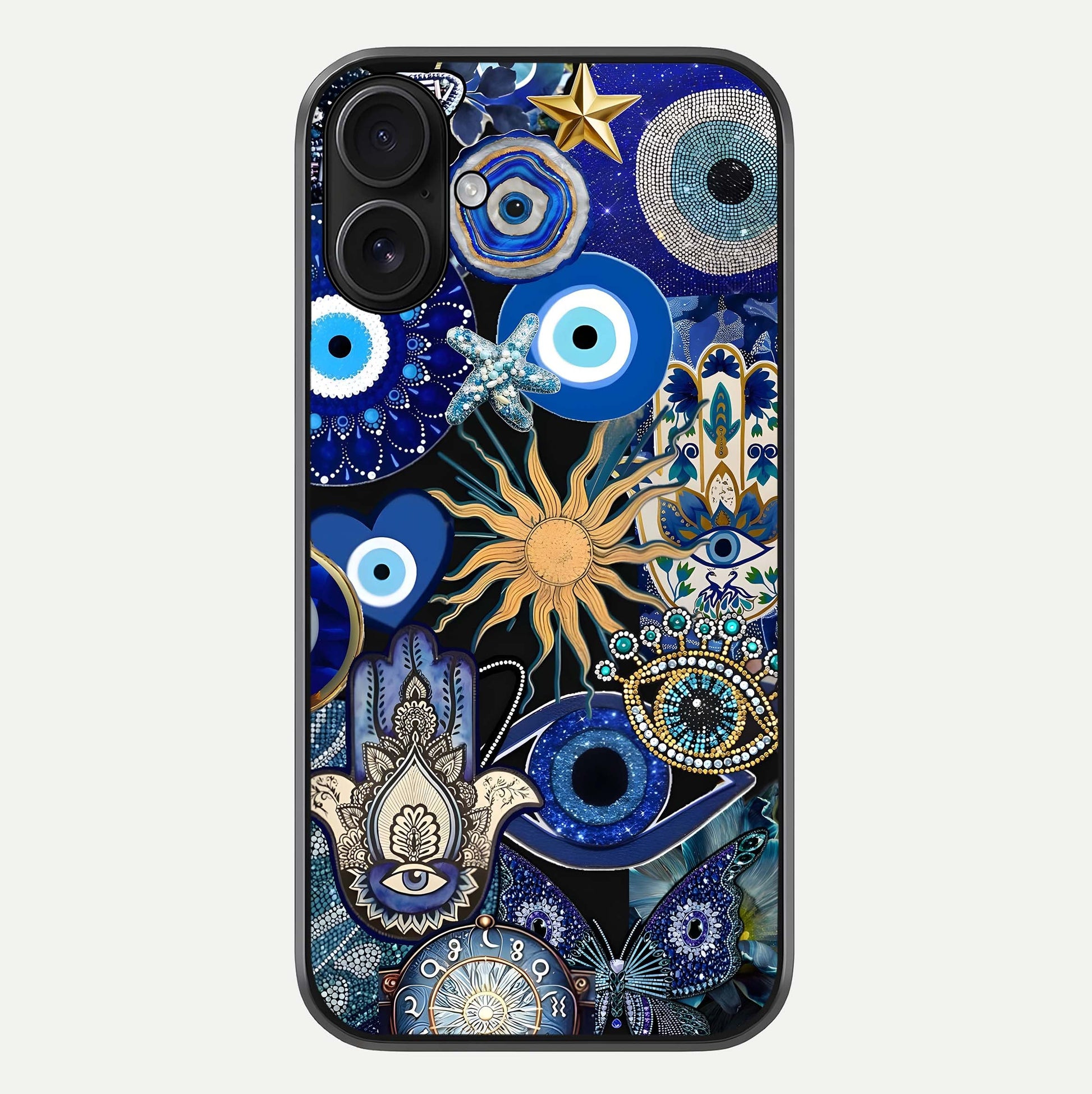 Mystic Blue Evil Eye Glass Case For iPhone 16 by Custom World