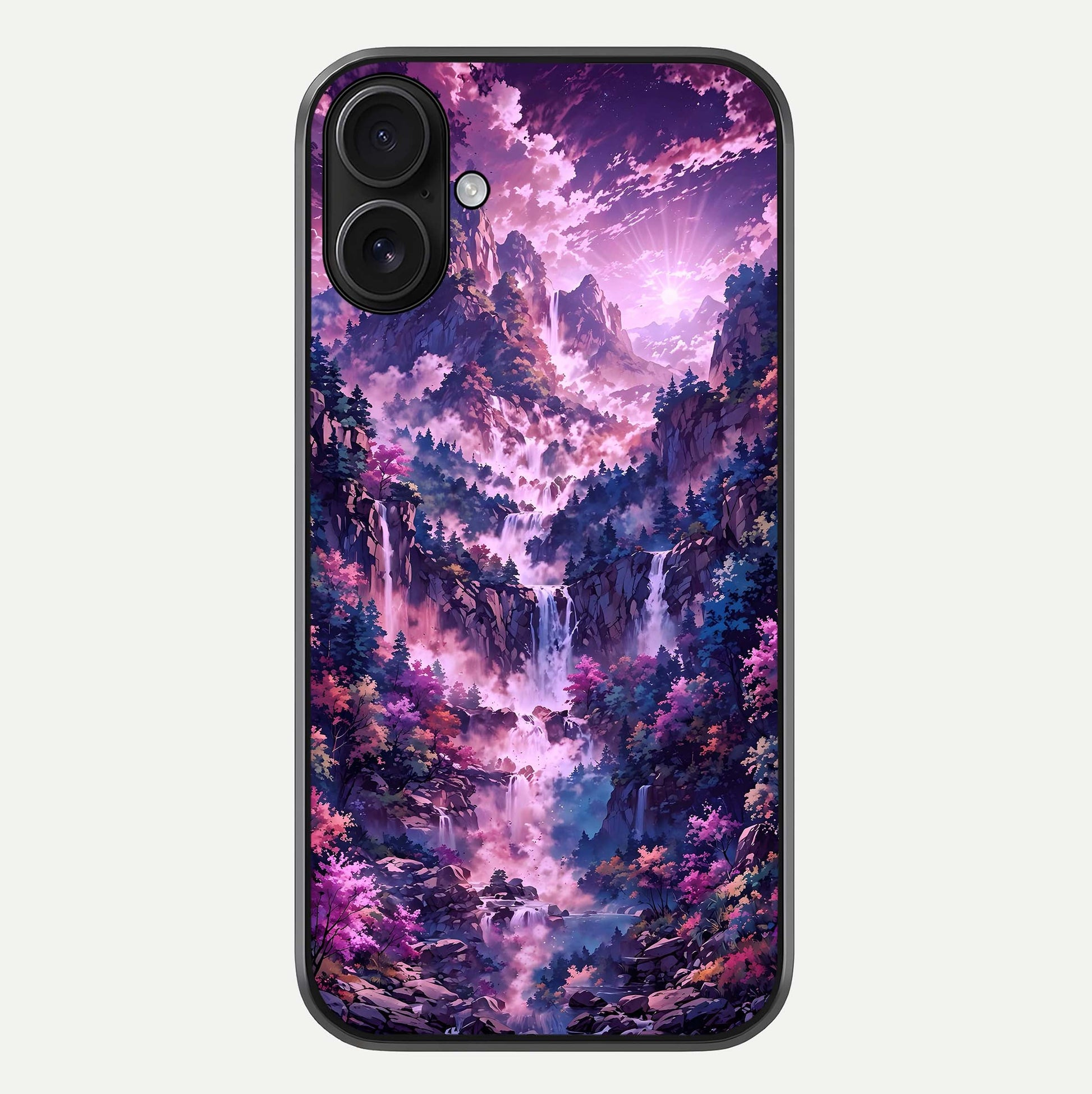 Mystic Cascade Peaks Glass Case For iPhone 16 by Custom World