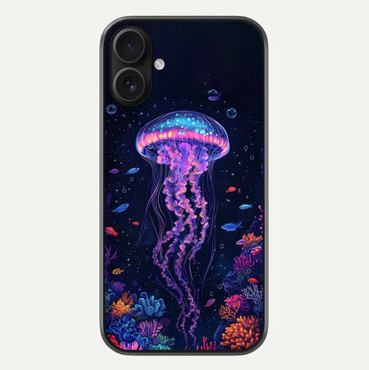 Neon Jellyfish Glass Case For iPhone 16 by Custom World