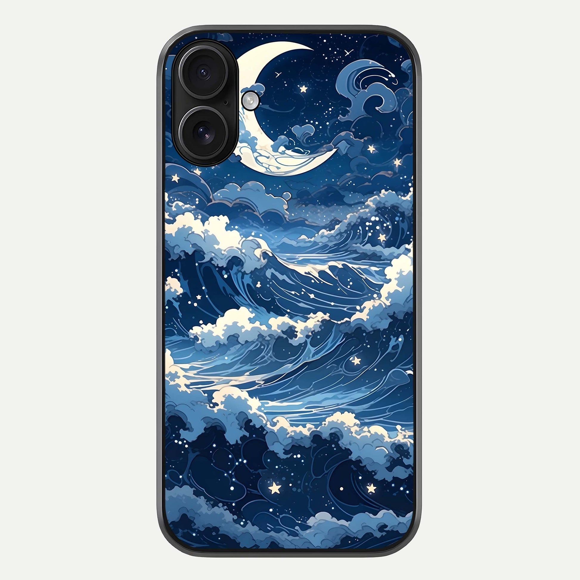 Ocean Moon Waves Glass Case For iPhone 16 by Custom World