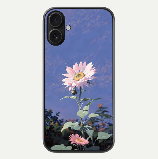Pink Sunflower Glow Glass Case For iPhone 16 by Custom World