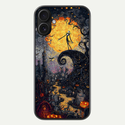 Pumpkin Moon Night Glass Case For iPhone 16 by Custom World