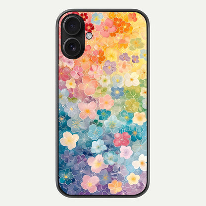 Rainbow Blossom Burst Glass Case For iPhone 16 by Custom World