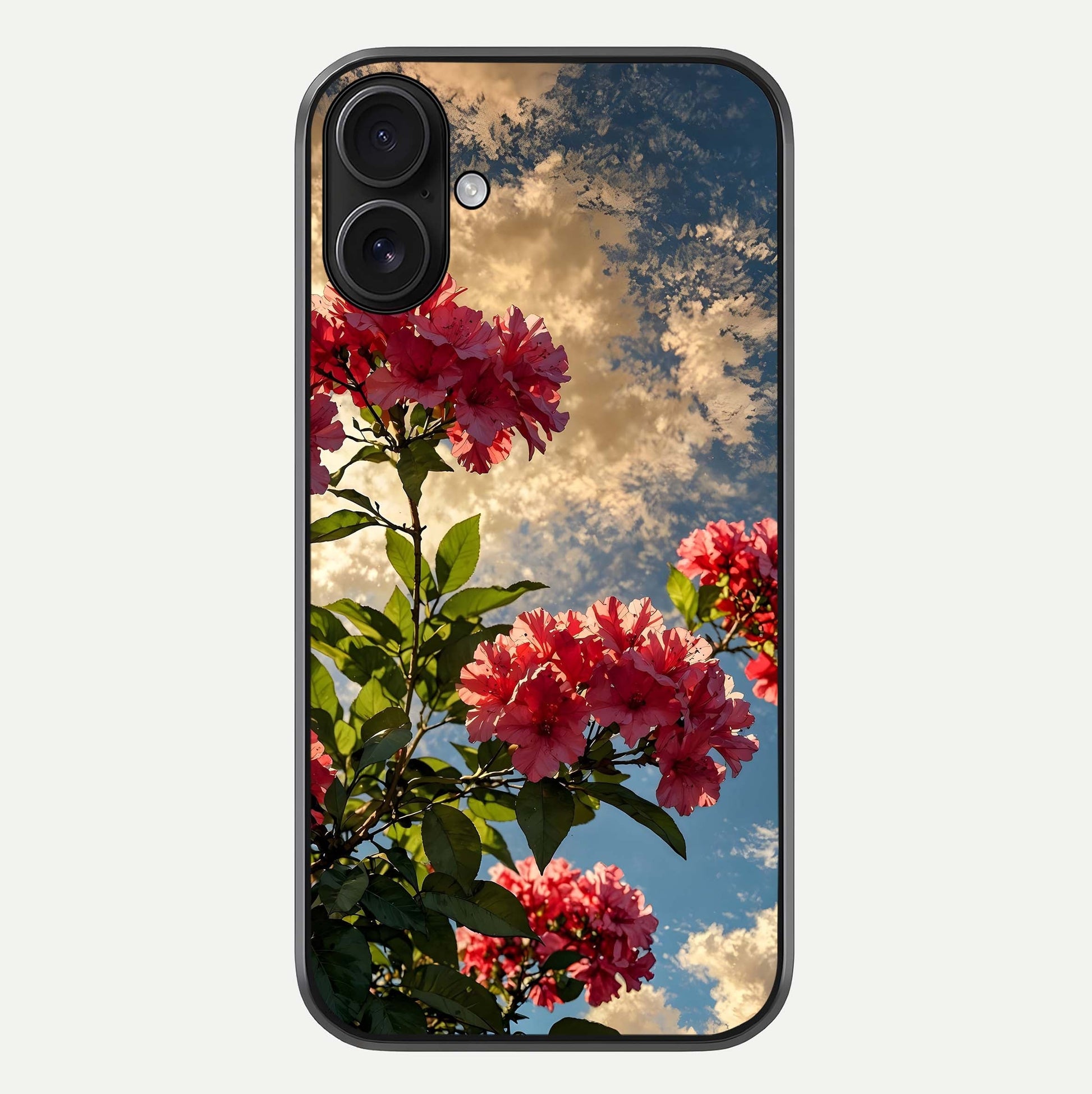 Red Bloom Skies Glass Case For iPhone 16 by Custom World
