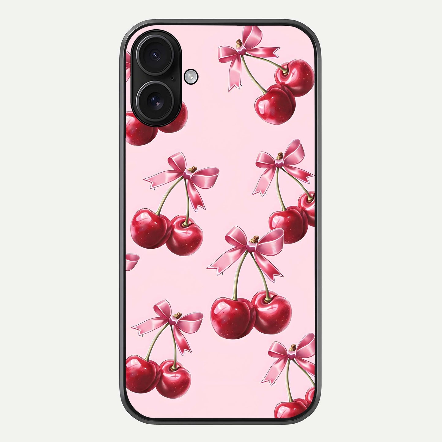 Red Cherries Pattern Glass Case For iPhone 16 by Custom World