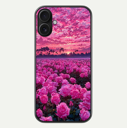 Rose Sunset Valley Glass Case For iPhone 16 by Custom World