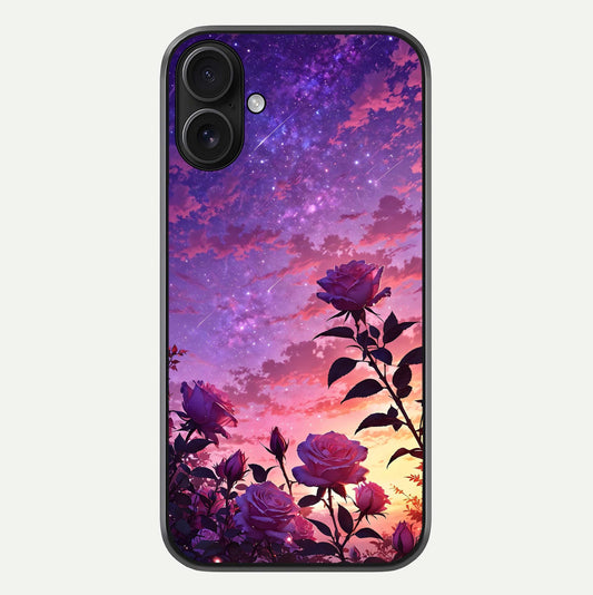 Starlit Rose Twilight Glass Case For iPhone 16 by Custom World