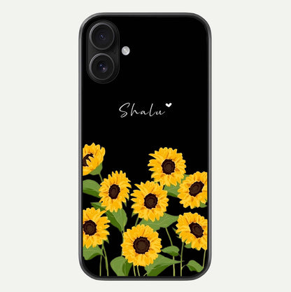 Sunflower Chic Mood Custom Name Glass Case For iPhone 16 by Custom World