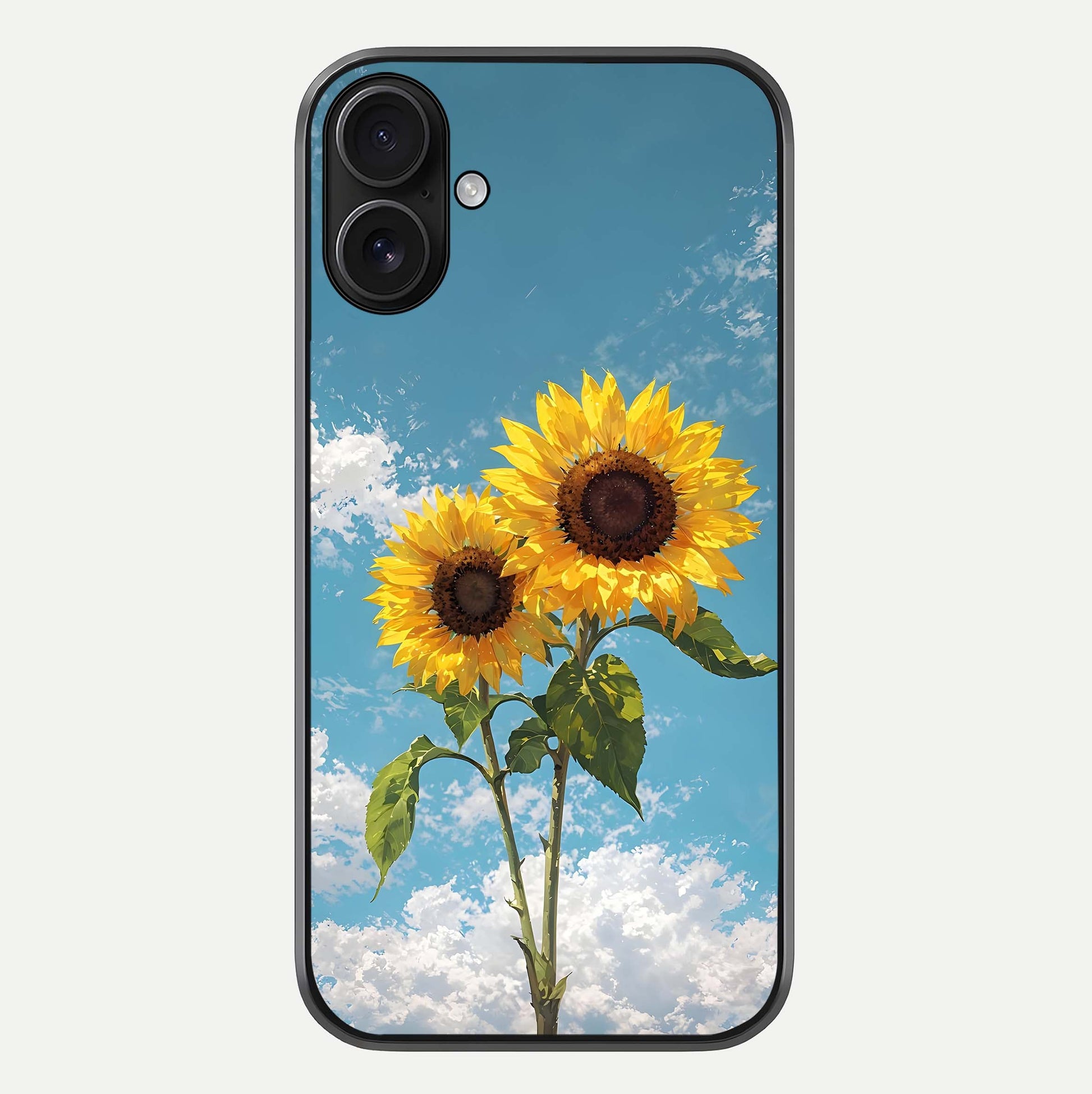 Sunflower Sky Bloom Glass Case For iPhone 16 by Custom World