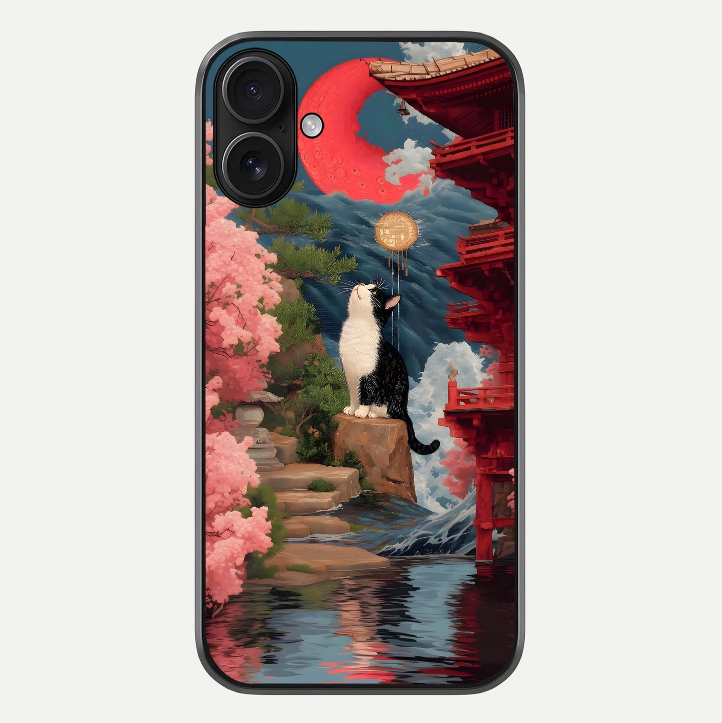 Temple Cat Scenery Glass Case For iPhone 16 by Custom World
