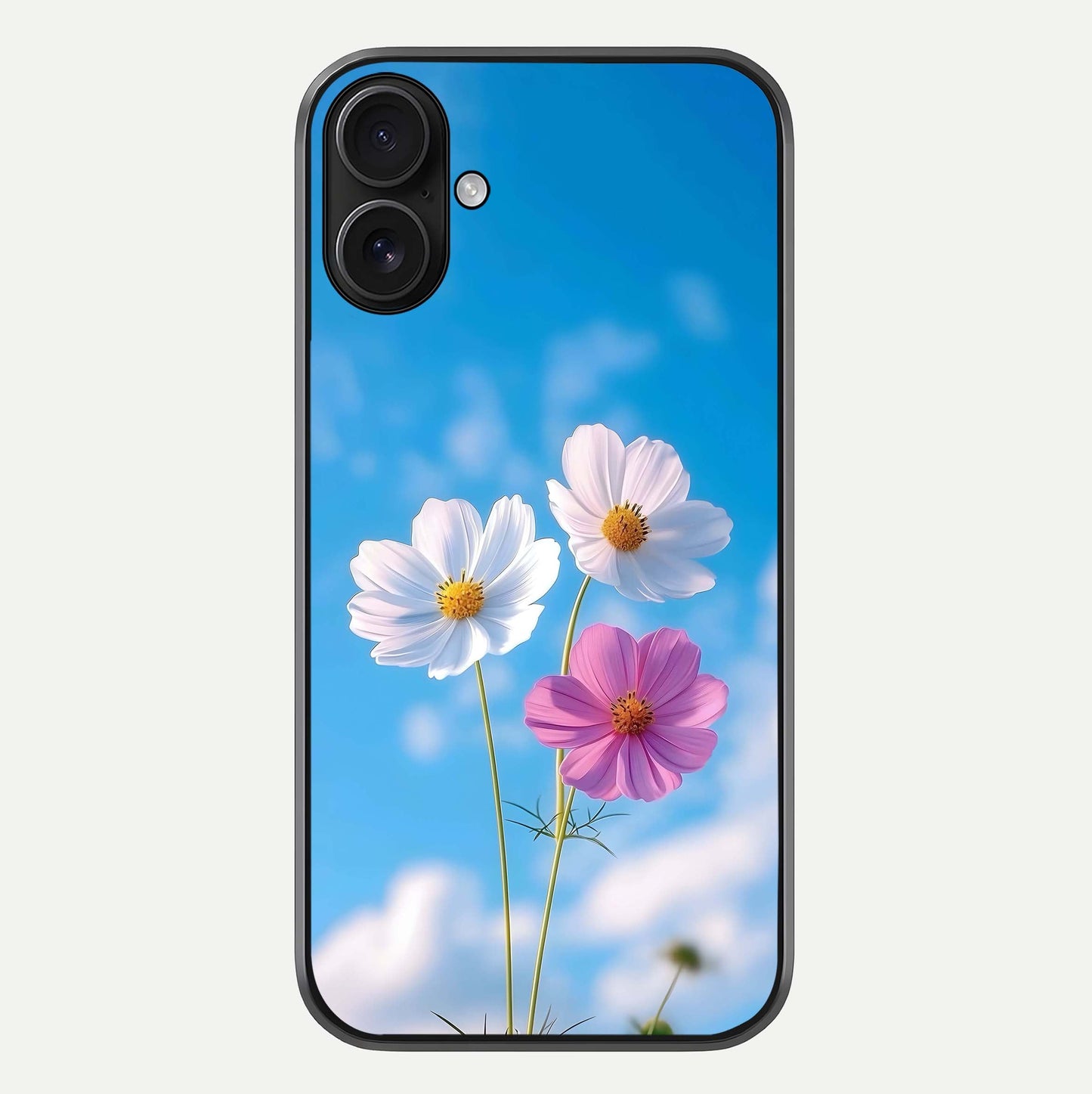 Triple Flowers With Sky Glass Case For iPhone 16 by Custom World
