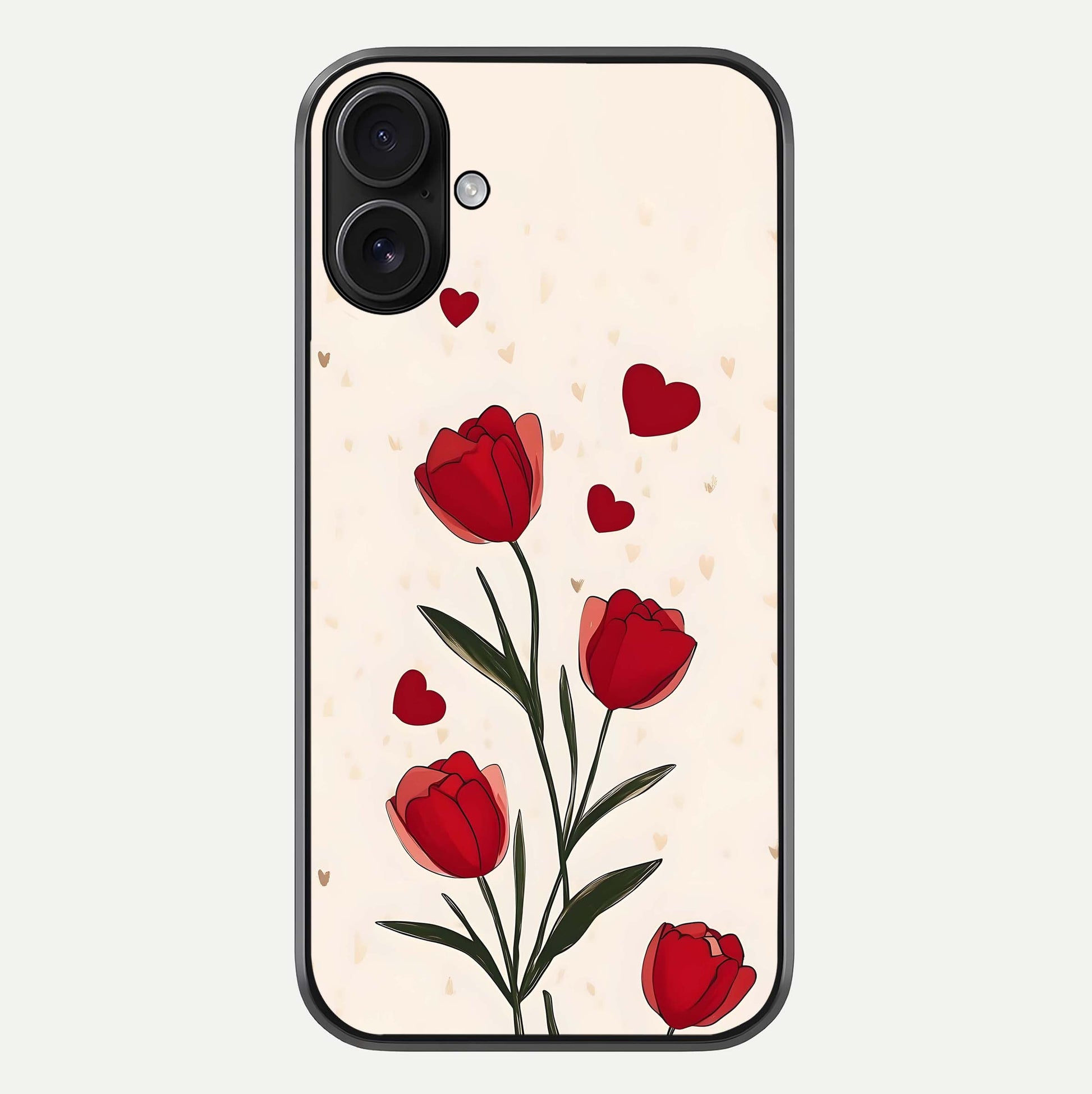 Tulip With Heart Glass Case For iPhone 16 by Custom World