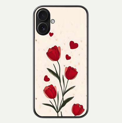 Tulip With Heart Glass Case For iPhone 16 by Custom World