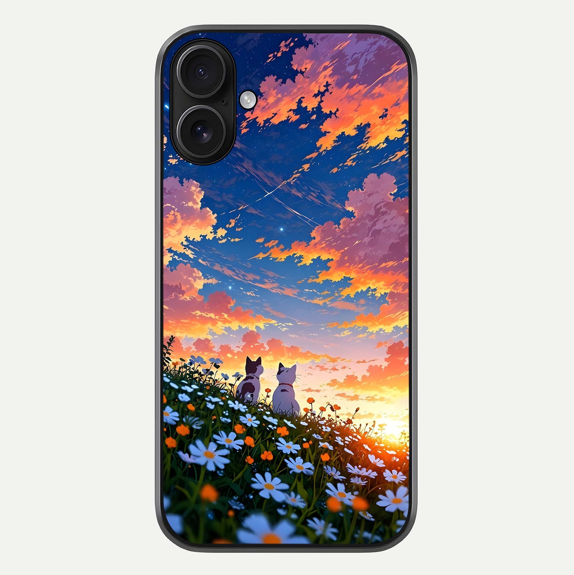 Two Cats Friends Glass Case For iPhone 16 by Custom World