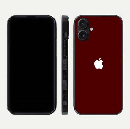 Apple Crimson Core Glass Case for iPhone 16 dual-view layout displaying smooth edges and strong protection build