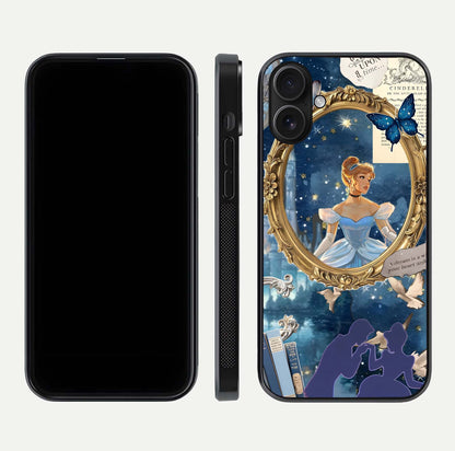 Midnight Queen Glass Case for iPhone 16 front & back layout displaying regal tones and smooth edges