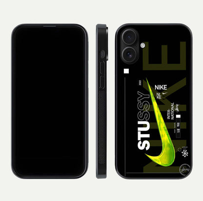 Neon Street Edition Glass Case for iPhone 16 front & back layout highlighting street art vibe and edges