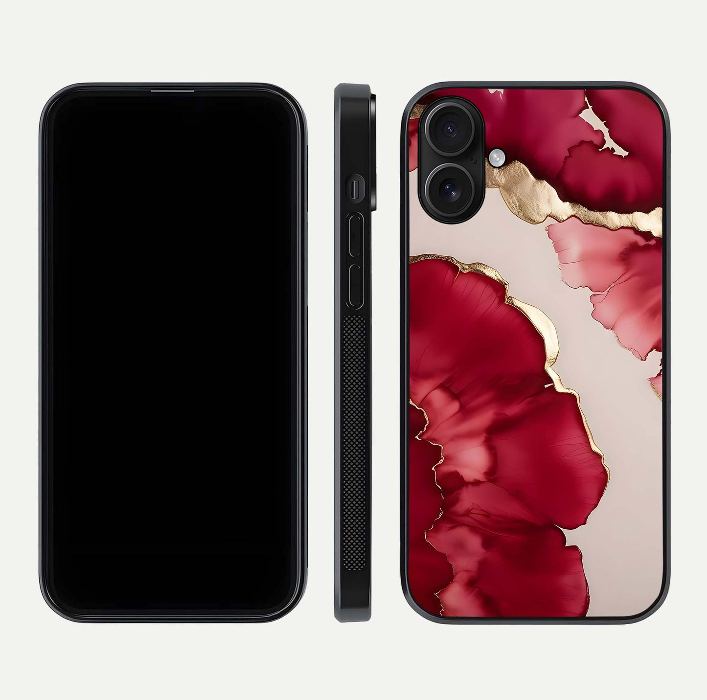 Pink & White Marble Glass Case For iPhone 16