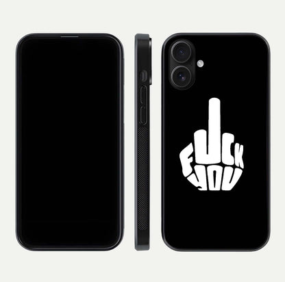 Rebel Mode On Glass Case for iPhone 16 front & back layout showing minimal tone and clean edge fit