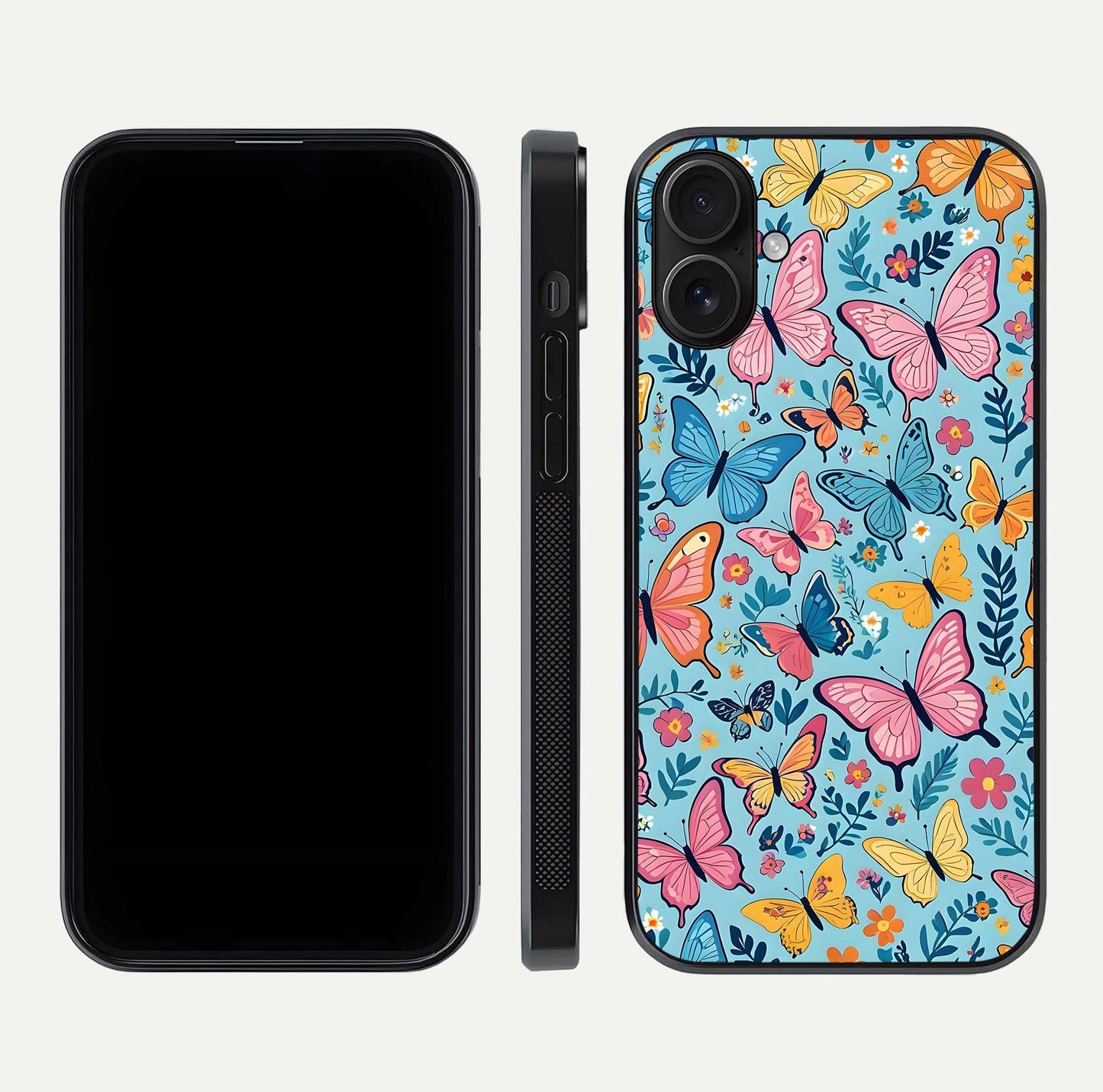 Spiritual Krishna Glass Case for iPhone 16 front & back layout showing spiritual artwork and clean edge