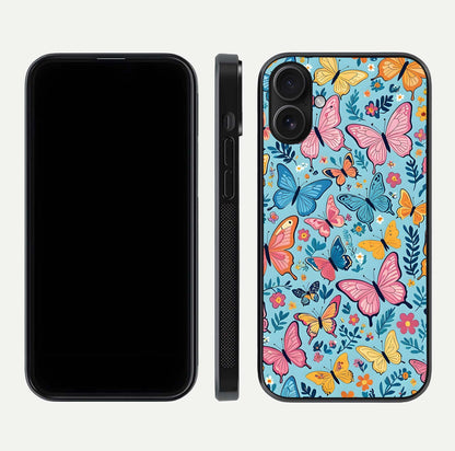 Spiritual Krishna Glass Case for iPhone 16 front & back layout showing spiritual artwork and clean edge