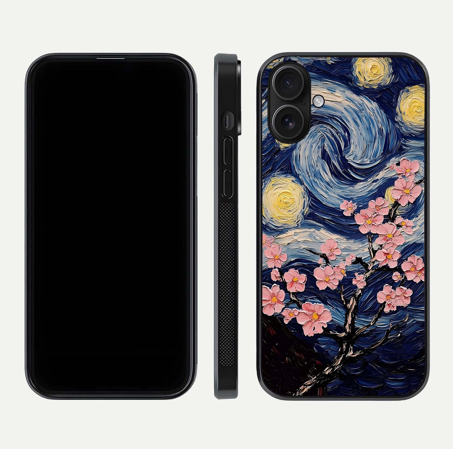 Van Gogh Scenery Glass Case for iPhone 16 front & back layout showing vibrant tones and detailed design