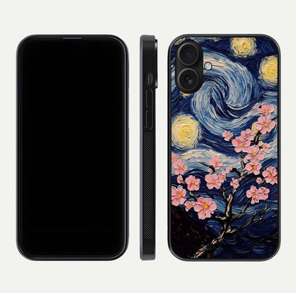 Van Gogh Scenery Glass Case for iPhone 16 front & back layout showing vibrant tones and detailed design