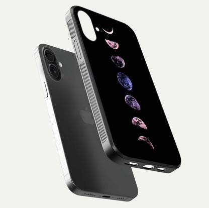 Crimson All Planets Glass Case for iPhone 16 floating mockup showing gloss depth and rich hues