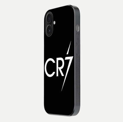 CR7 Elite Strike Glass Case for iPhone 16 side-angle image showing polished edges and vibrant design