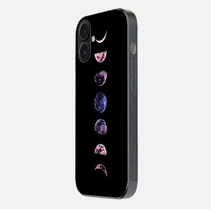Crimson All Planets Glass Case for iPhone 16 side-angle photo capturing edge glow and glass reflection