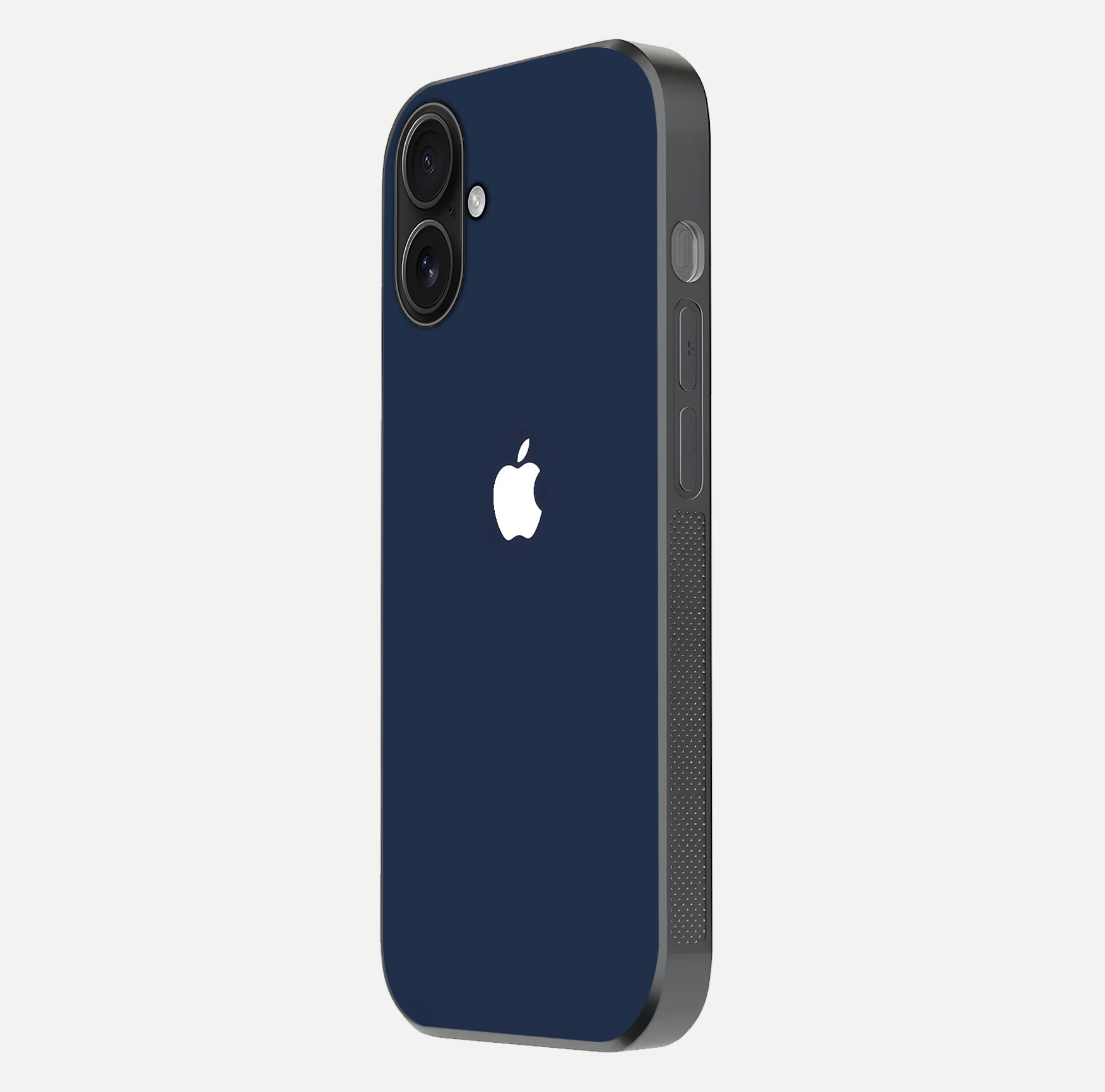 Minimal Apple Night Glass Case for iPhone 16 side-angle image showing sleek reflection and clean gloss