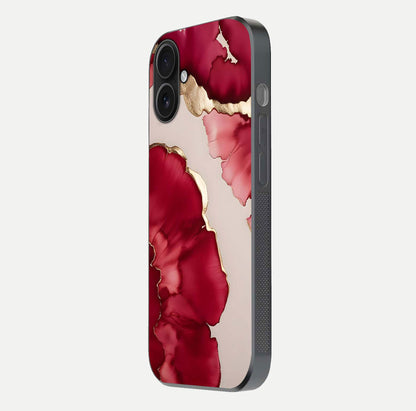 Pink & White Marble Glass Case For iPhone 16