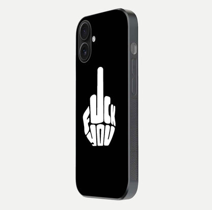 Rebel Mode On Glass Case for iPhone 16 side-angle image showing reflection, edge detail, and text clarity